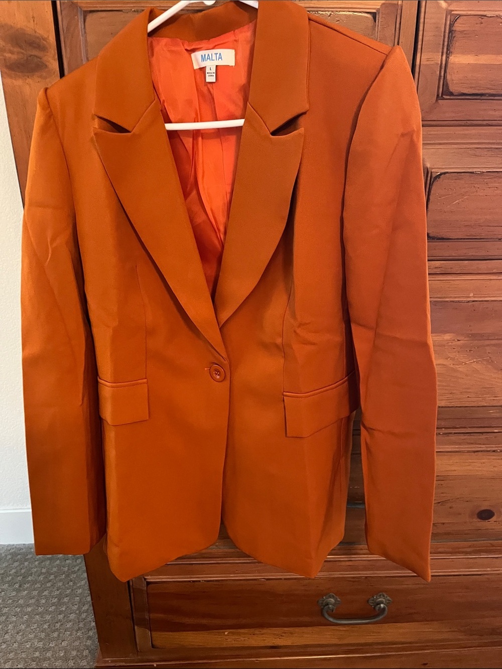 Women's Rust Orange Single-Button Blazer Size Large NWOT
